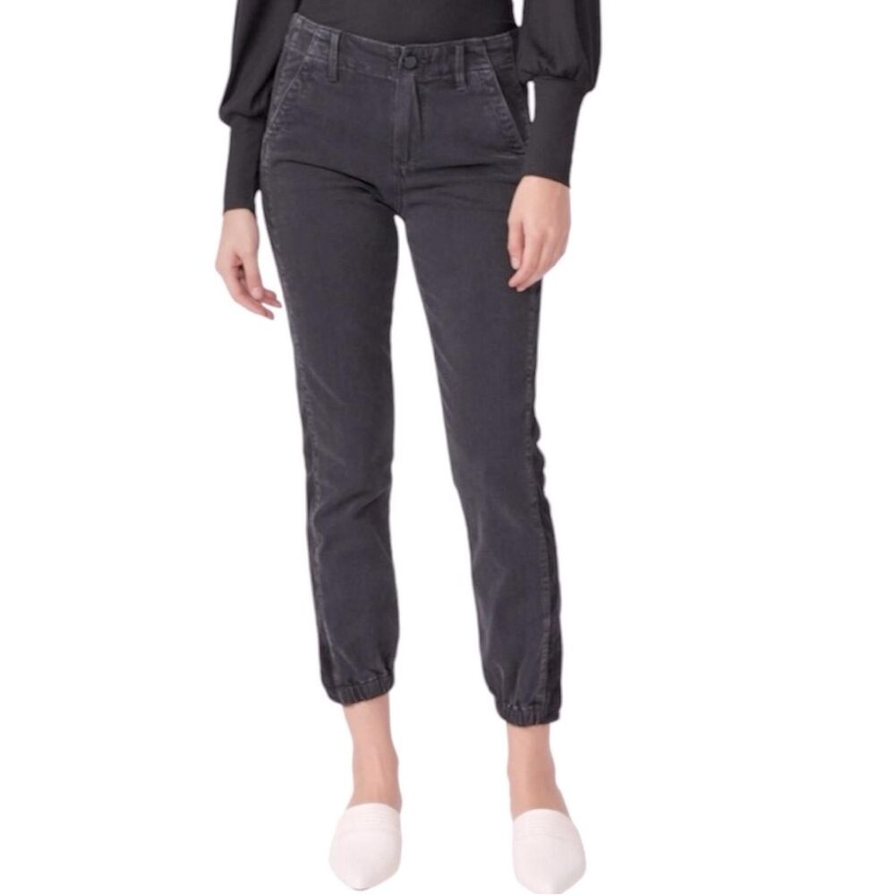 • PAIGE • Mayslie Jogger Pants Faded Black with Velvet Inset Side Stripe size 28